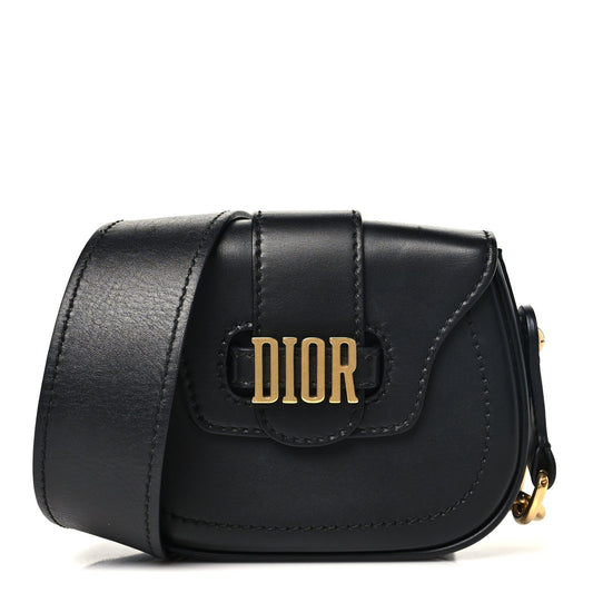 Calfskin Mini D Fence Saddle Bag Black