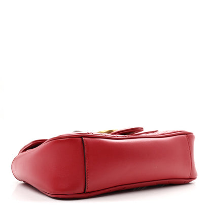 Calfskin Matelasse Mini GG Marmont Shoulder Bag Hibiscus Red
