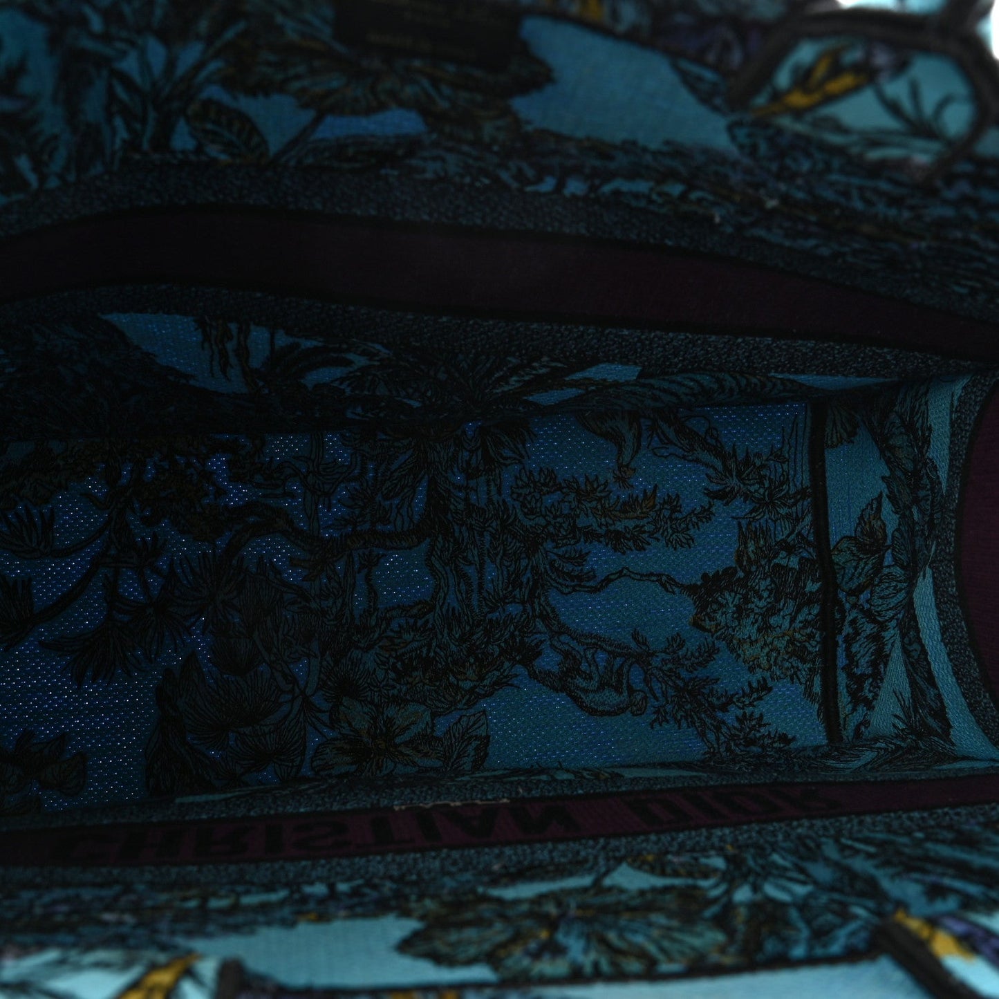 Canvas Embroidered Large Toile de Jouy Voyage Book Tote Celestial Blue