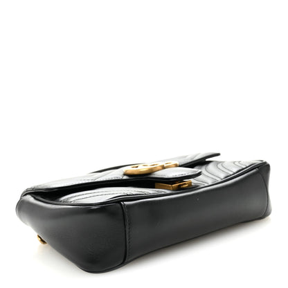 Calfskin Matelasse Small GG Marmont Shoulder Bag Black