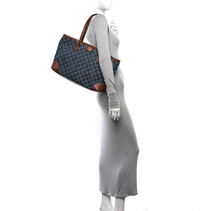 New Denim GG Monogram Medium Ophidia Shopping Tote Blue Tea Cuir