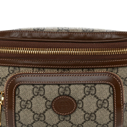 GG Supreme Monogram Textured Calfskin Retro Interlocking G Belt Bag Beige Ebony Brown Sugar