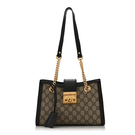 GG Supreme Monogram Small Padlock Tote Black