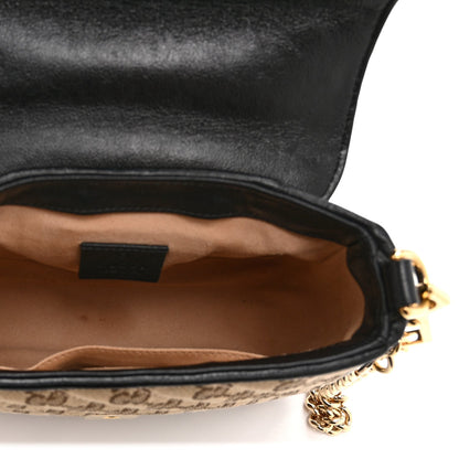 Monogram Azalea Calfskin Matelasse Diagonal Mini GG Marmont Top Handle Shoulder Bag Beige Ebony Black