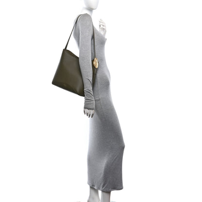 Grained Calfskin Medium Medaillon Bucket Bag Khaki