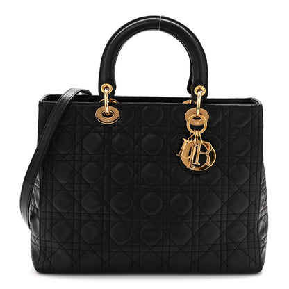 Lambskin Cannage Large Lady Dior Black