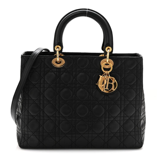 Lambskin Cannage Large Lady Dior Black