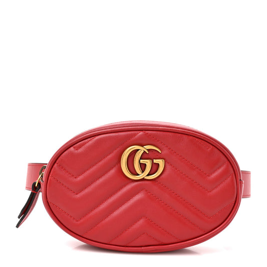 Calfskin Matelasse GG Marmont Belt Bag 85 34 Hibiscus Red