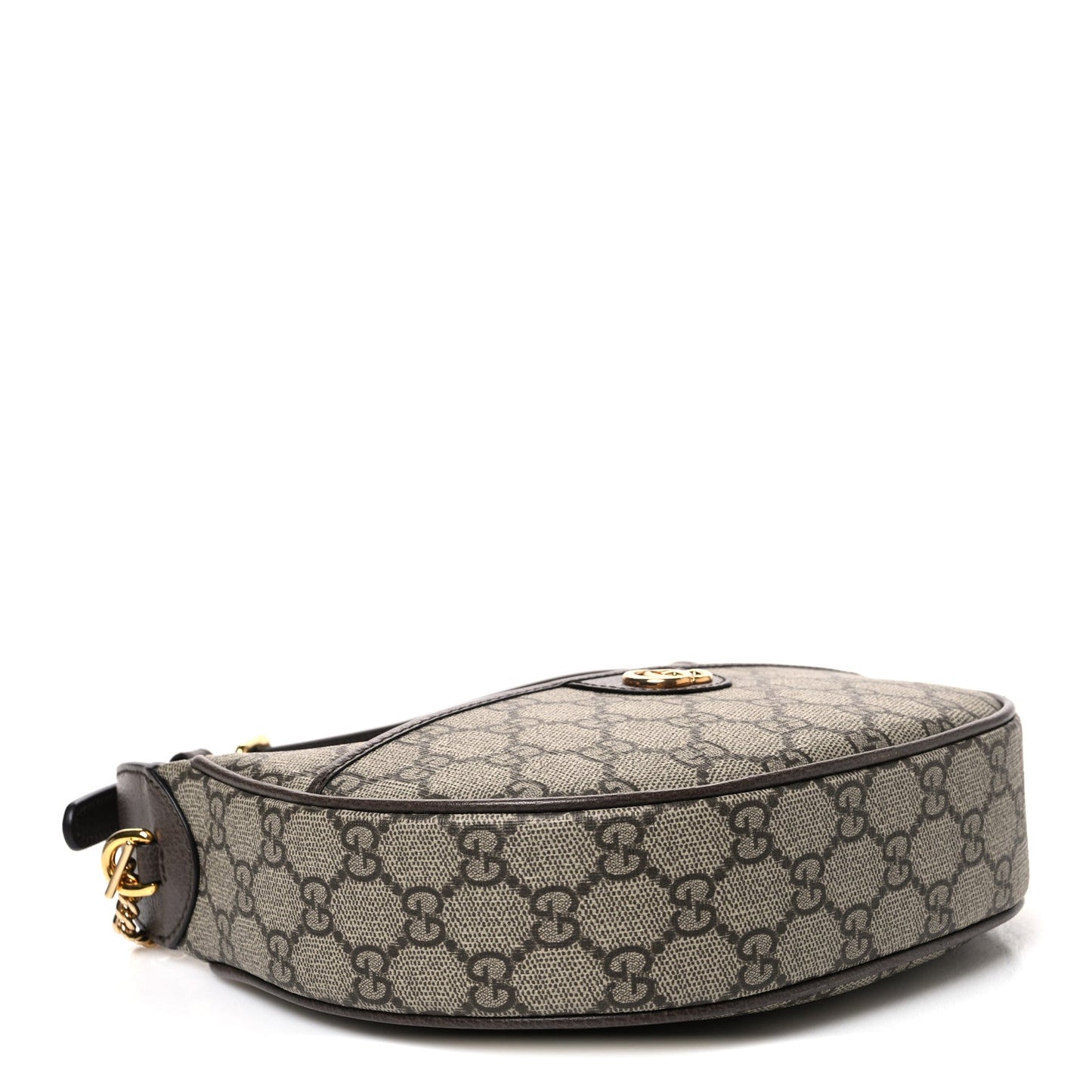 GG Supreme Monogram Textured Dollar Calfskin Small Ophidia Shoulder Bag Beige Ebony New Acero