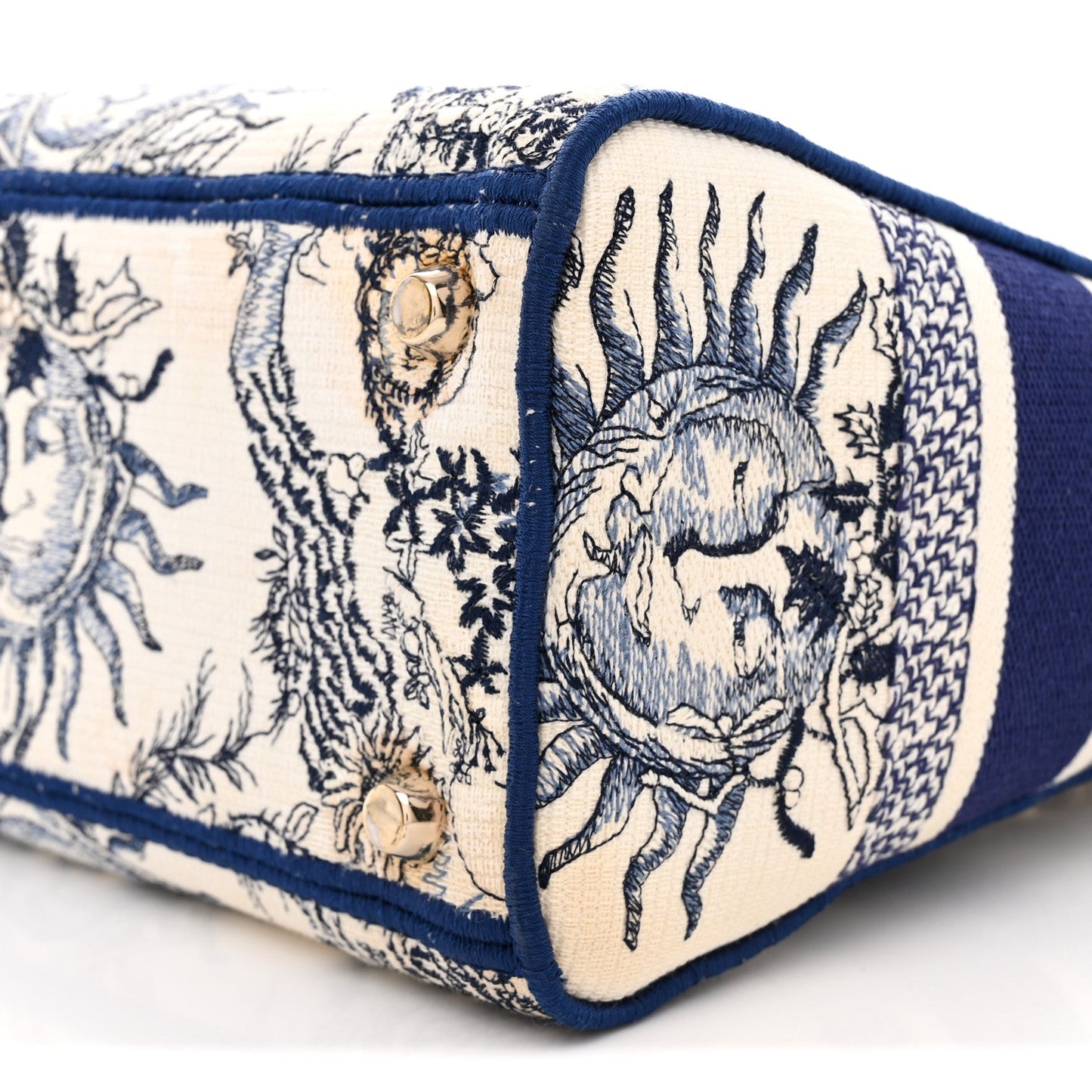 Canvas Embroidered Toile De Jouy Soleil Medium Lady D-Lite Blue