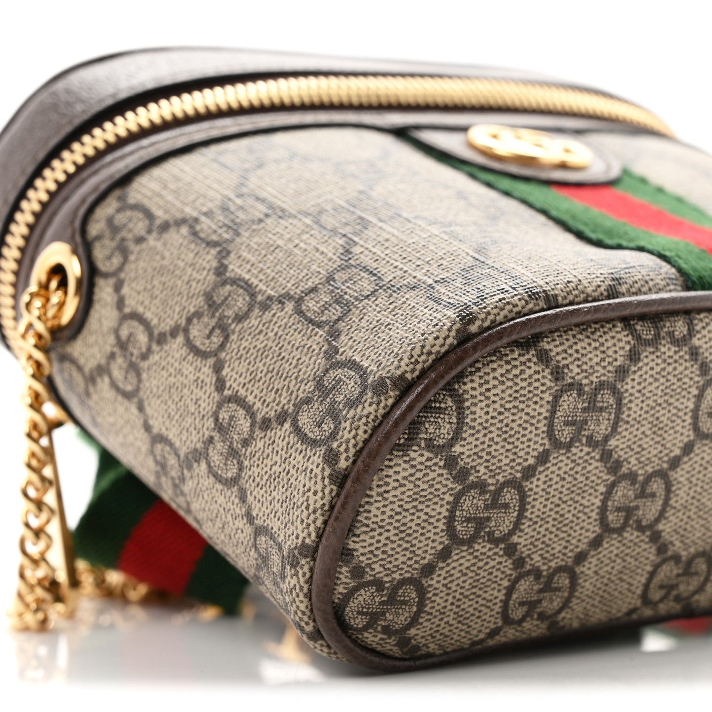 GG Supreme Monogram Textured Dollar Calfskin Web Ophidia Belt Bag 75 30 Beige Ebony New Acero