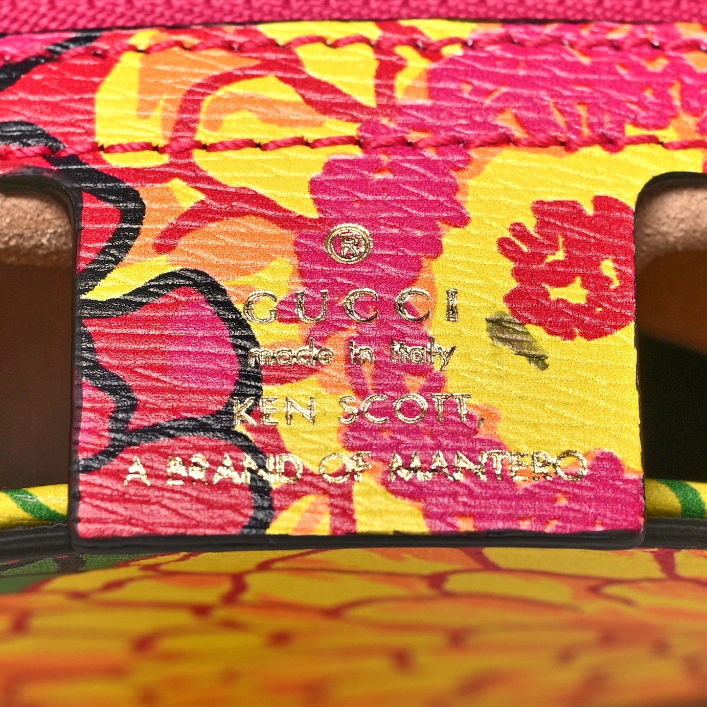 X KEN SCOTT Textured Calfskin Pomponica Print Small Jackie 1961 Hobo Multicolor Fuxia Pompon