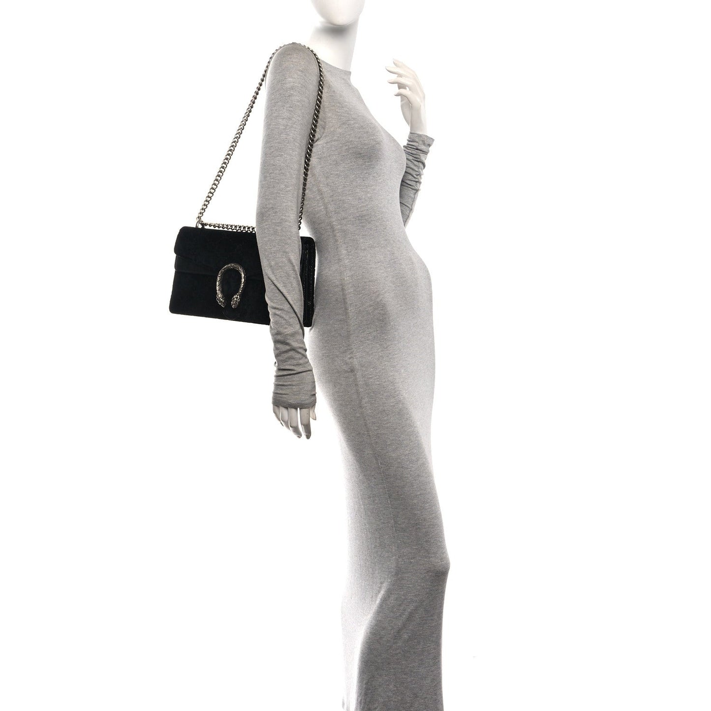 Velvet GG Monogram Small Dionysus Shoulder Bag Black
