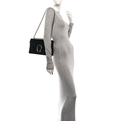 Velvet GG Monogram Small Dionysus Shoulder Bag Black