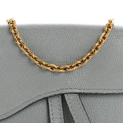 Goatskin Nano Saddle Chain Pouch Blue