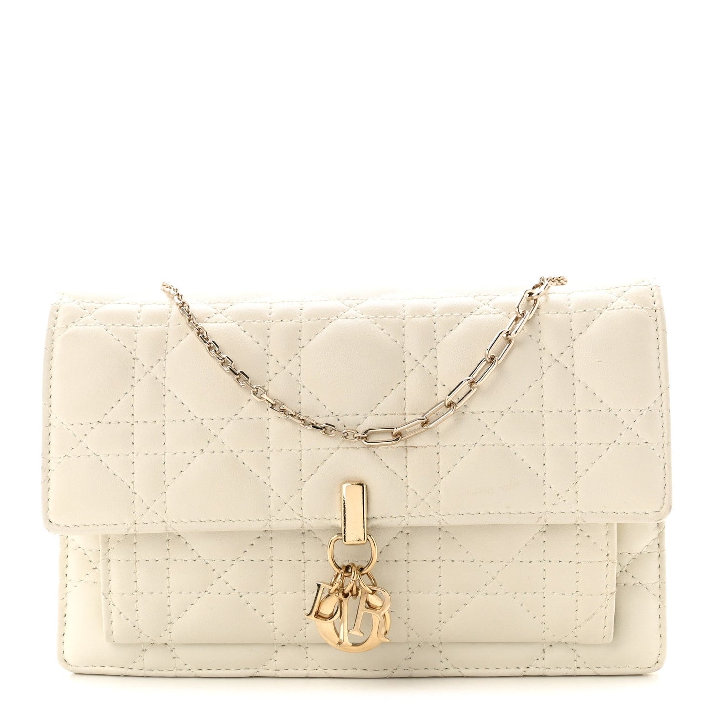 Lambskin Cannage Chain My Dior Daily Chain Pouch Latte
