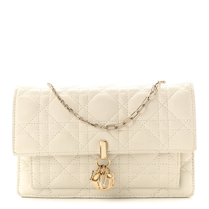 Lambskin Cannage Chain My Dior Daily Chain Pouch Latte