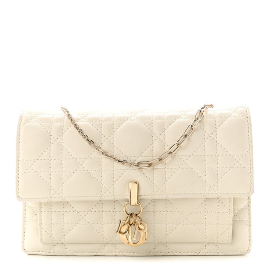 Lambskin Cannage Chain My Dior Daily Chain Pouch Latte