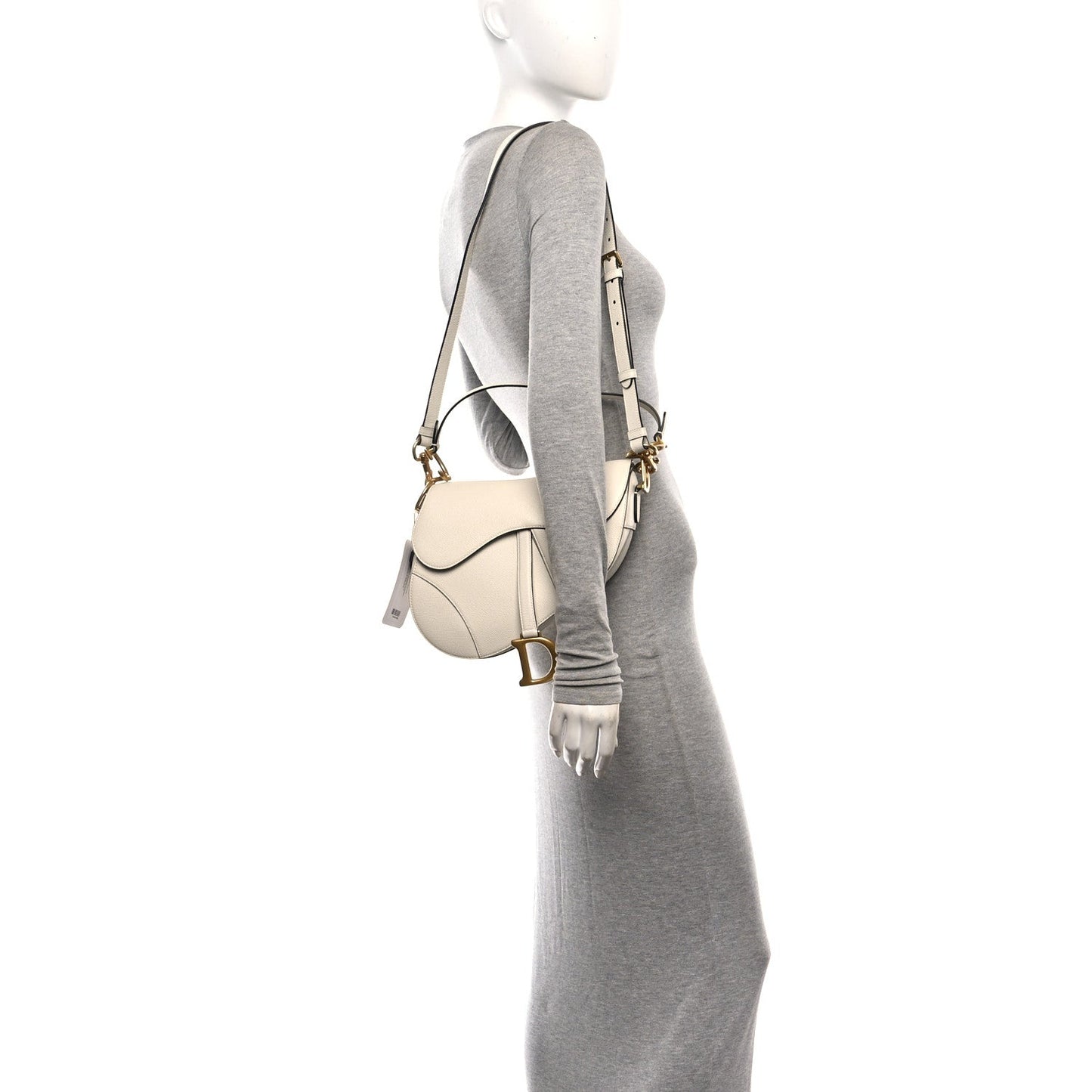 Grained Calfskin Saddle Bag With Strap Latte