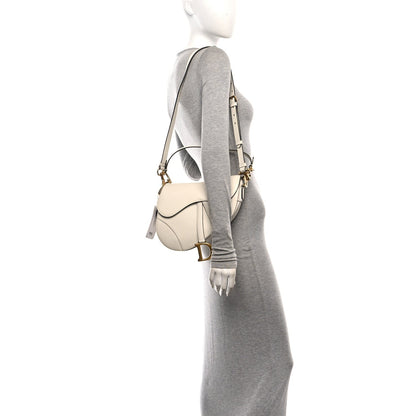Grained Calfskin Saddle Bag With Strap Latte