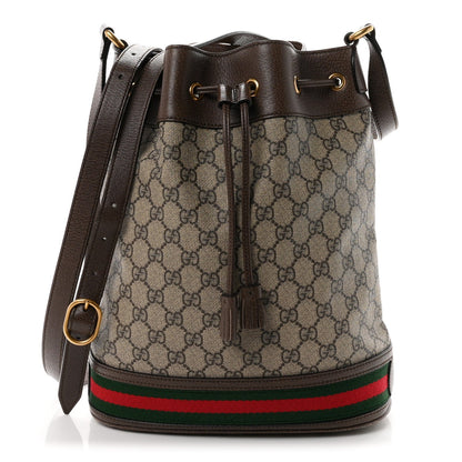 GG Supreme Monogram Web Ophidia Bucket Bag Brown