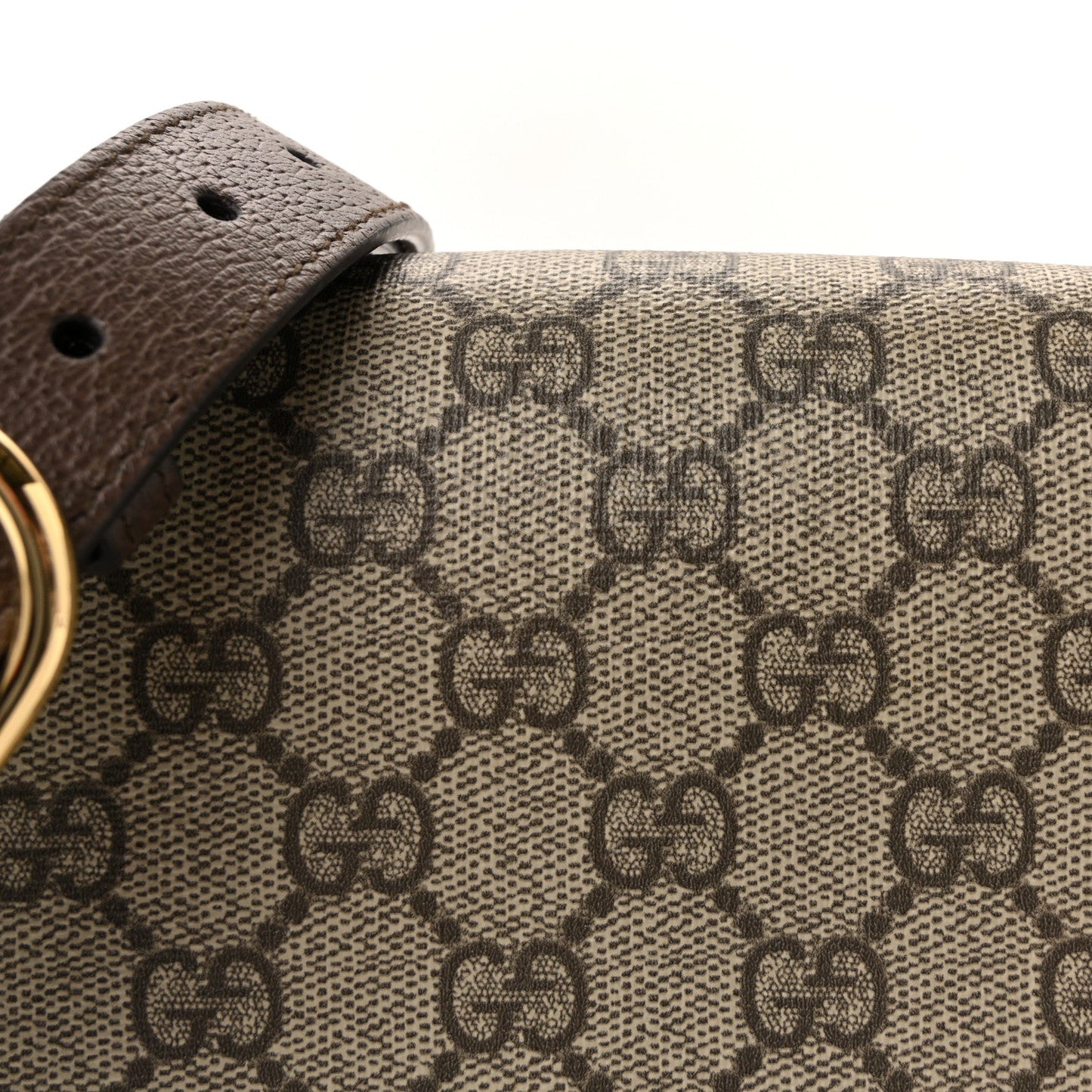 GG Supreme Monogram Textured Dollar Calfskin Web Medium Blondie Top Handle Shoulder Flap Bag Beige Ebony New Acero