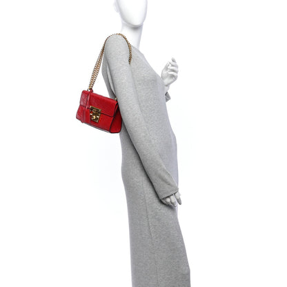 Guccissima Small Padlock Shoulder Bag Hibiscus Red