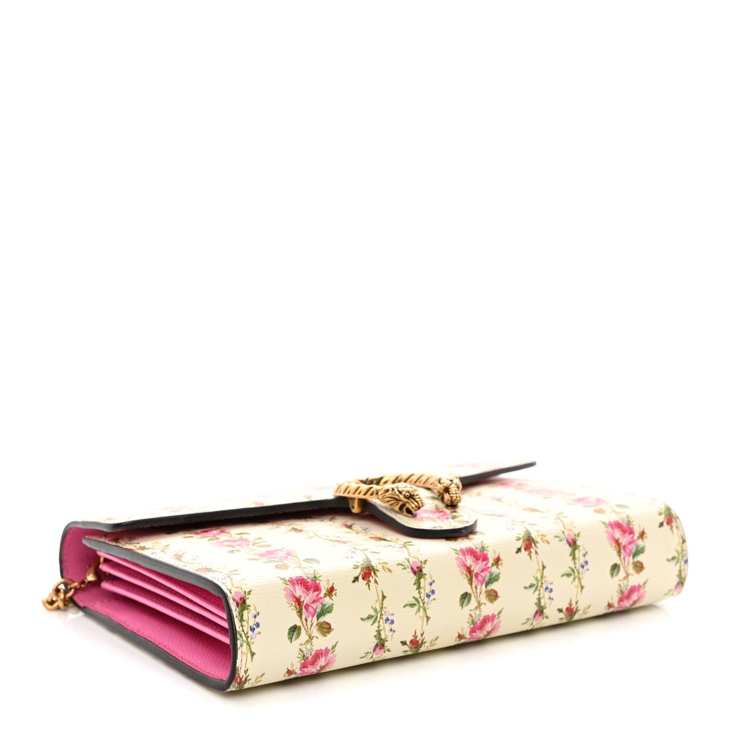 Calfskin Floral Print Mini Dionysus Chain Wallet Ivory Pink