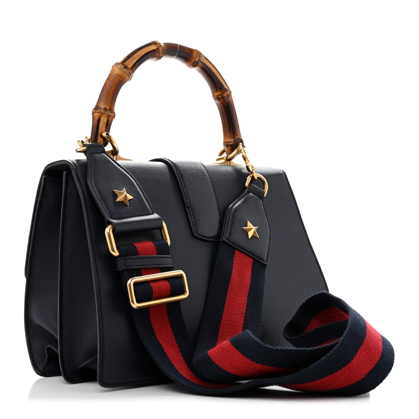 Moon Calfskin Bamboo Web Medium Dionysus Top Handle Bag Blue Emerald Hibiscus Red