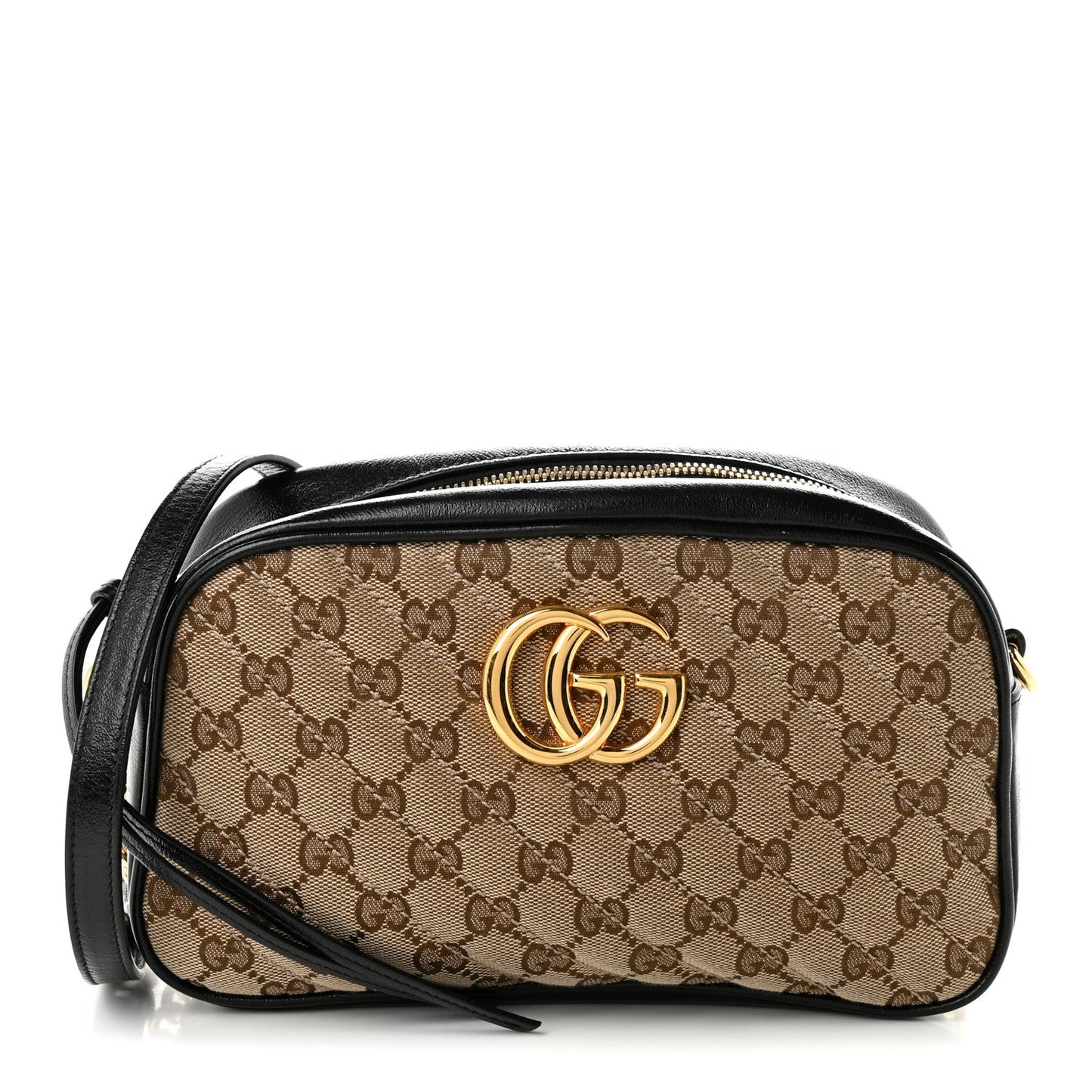 Monogram Matelasse Diagonal Small GG Marmont Chain Shoulder Bag Beige Black