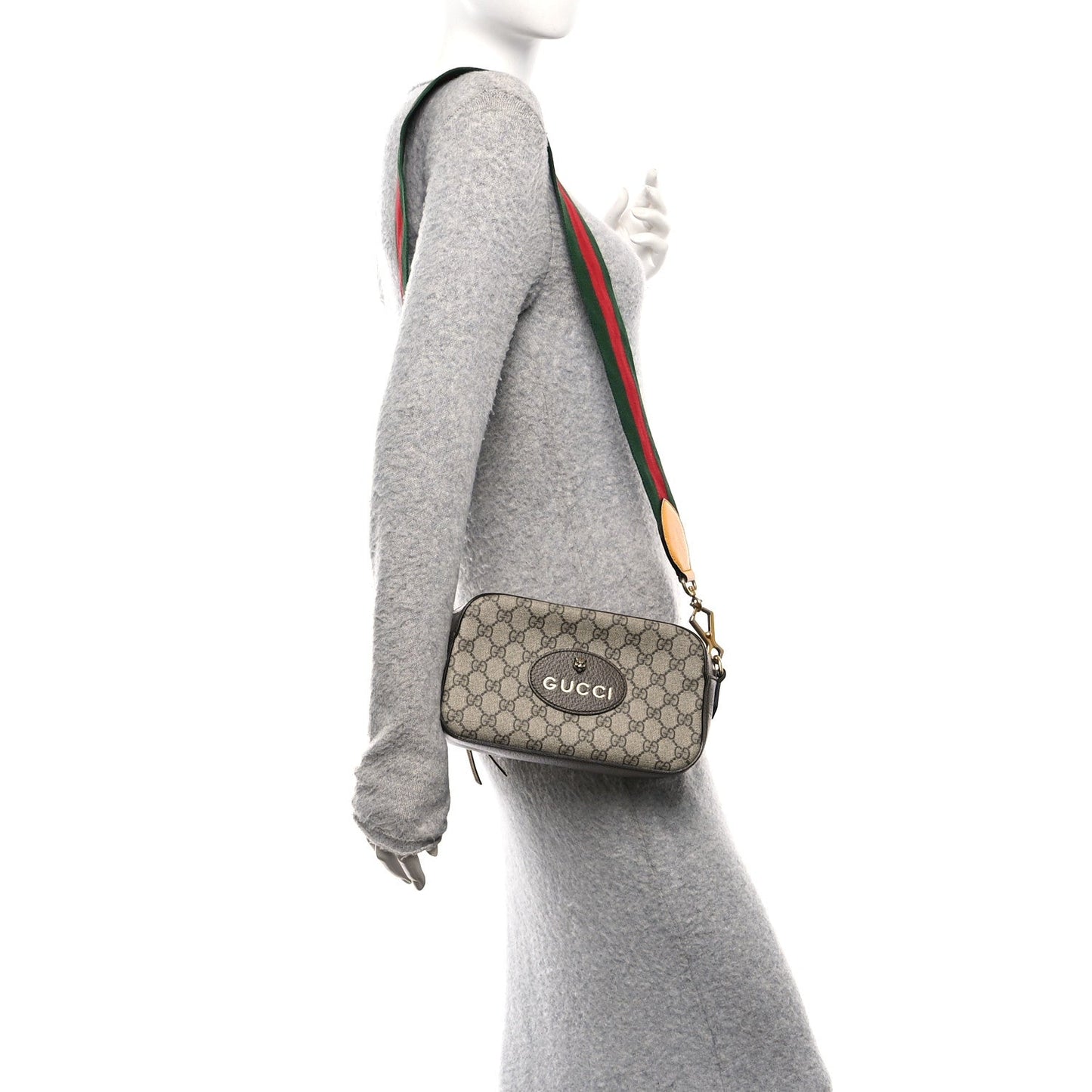 GG Supreme Monogram Web Neo Vintage Shoulder Bag Beige New Acero Crop