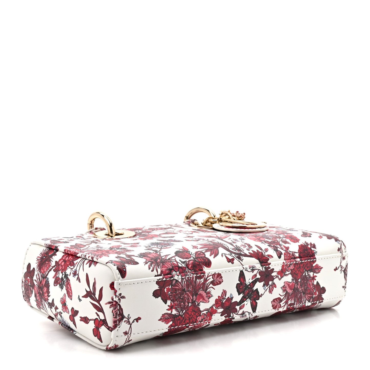 Calfskin Bead Embroidered Ramage Butterfly Lady D-Joy White