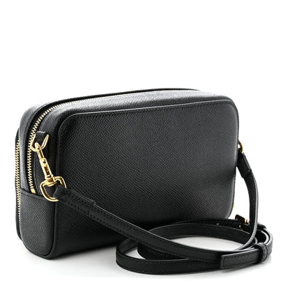 Grained Calfskin Caro Double Pouch Black