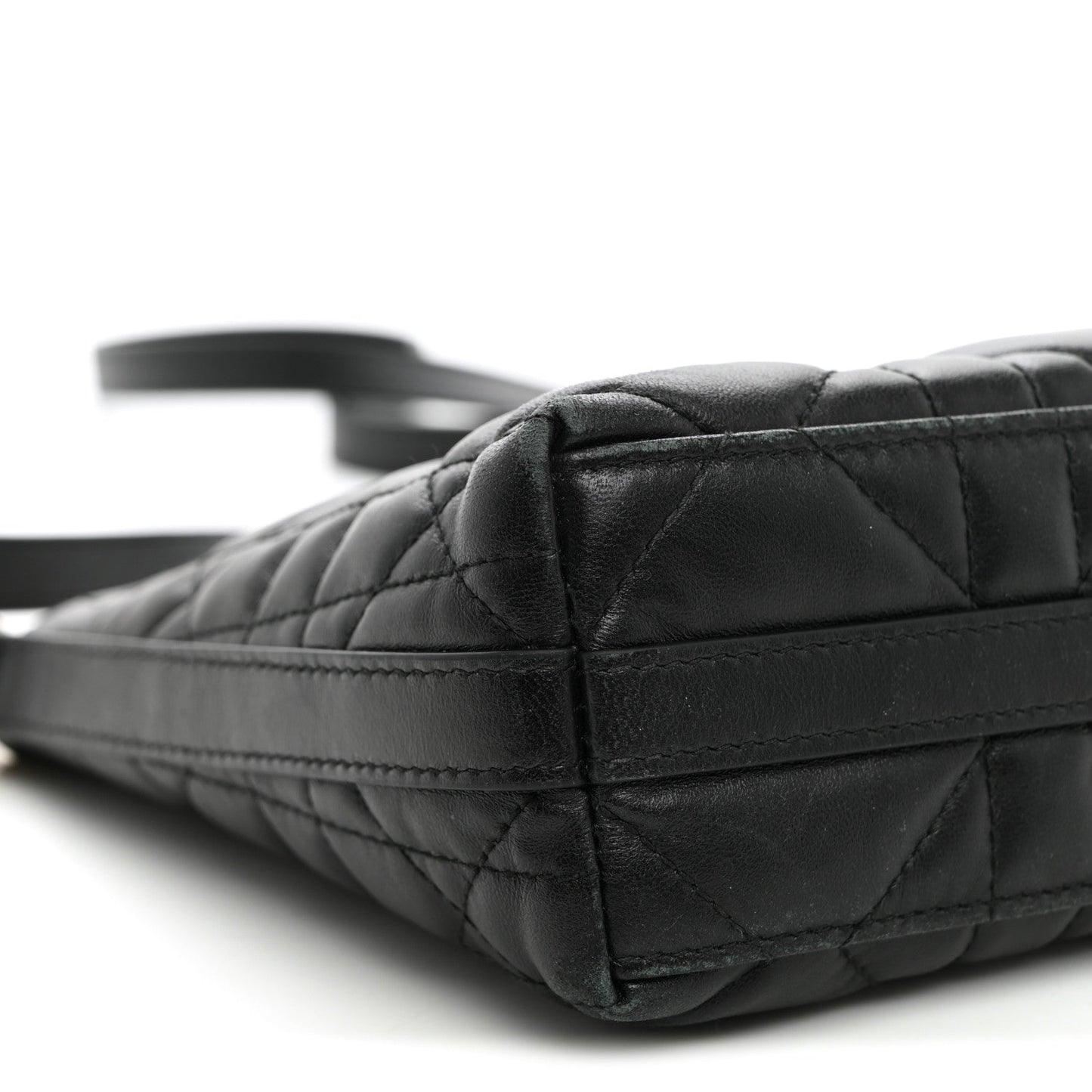 Calfskin Macrocannage Miss Caro Diorling Mini Bag with Chain Black