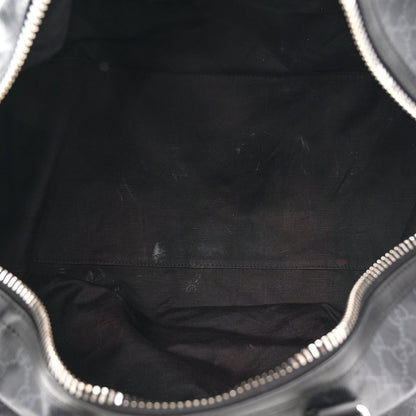 Soft GG Supreme Monogram Appia Calfskin Web Large Carry On Duffle Bag Black Grey