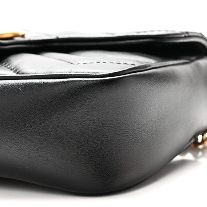 Calfskin Matelasse Super Mini GG Marmont Shoulder Bag Black