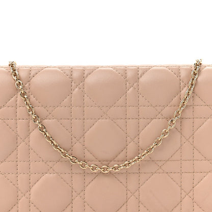 Lambskin Cannage Lady Dior Convertible Clutch Pink