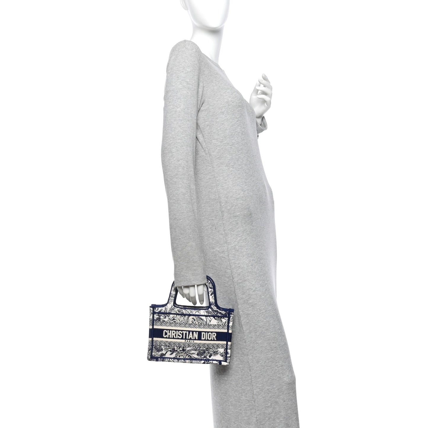 Canvas Embroidered Mini Toile De Jouy Book Tote Blue