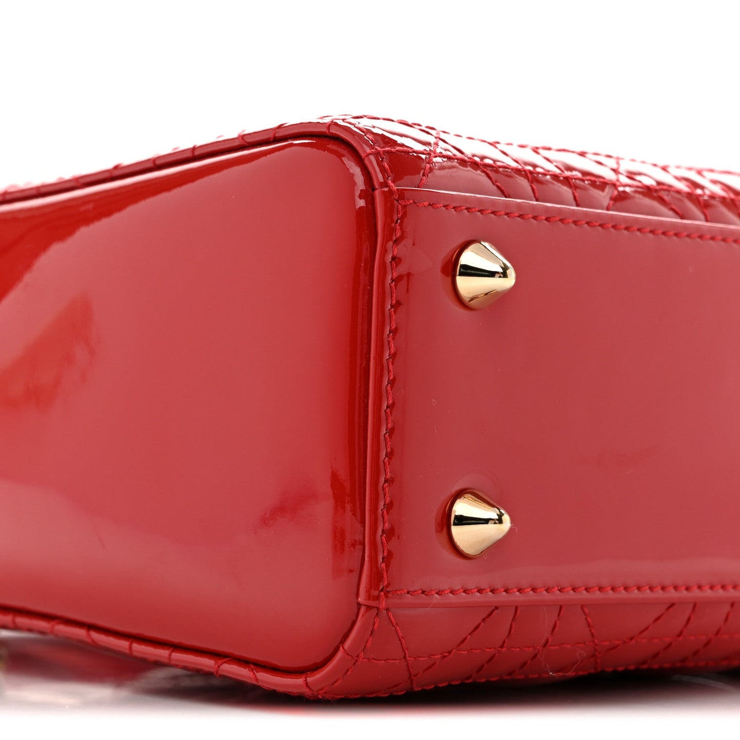 Patent Cannage Small Lady Dior Cherry Red