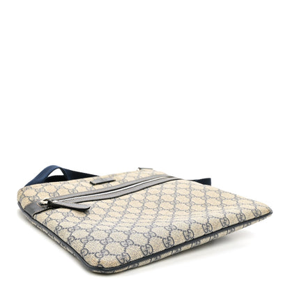 GG Supreme Monogram Small Flat Side Zip Messenger Bag Beige Blue