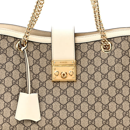 GG Supreme Monogram Medium Padlock Tote White
