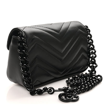 Calfskin Matelasse Monochrome GG Marmont Chain Belt Bag Black