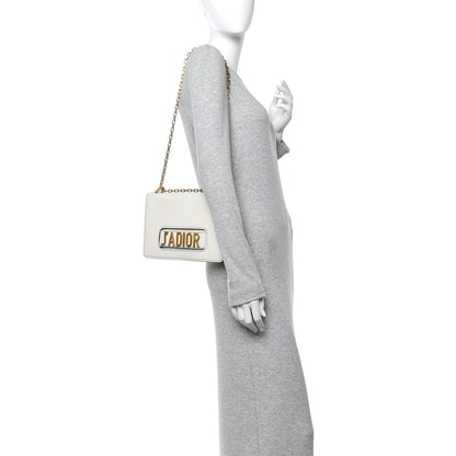 Calfskin J'Adior Chain Flap Bag Off White