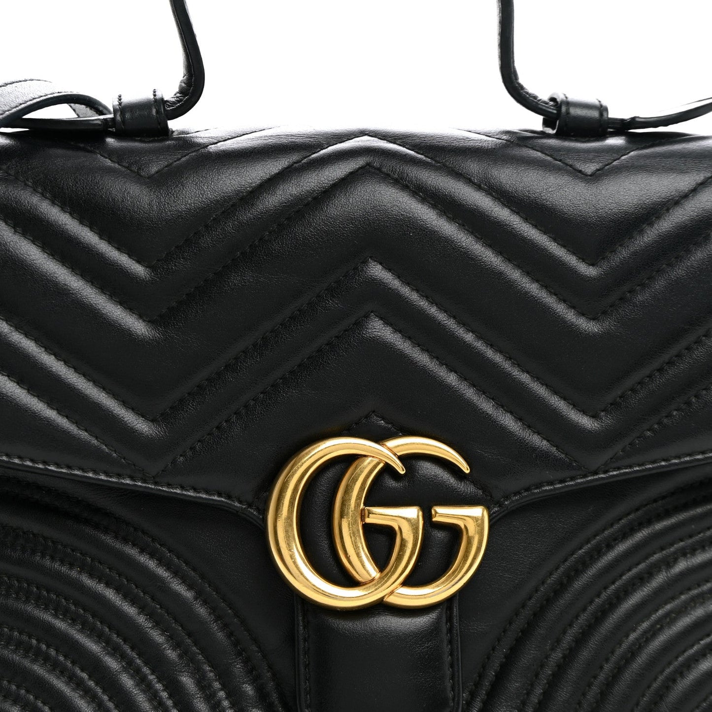 Calfskin Matelasse Small GG Marmont Top Handle Black