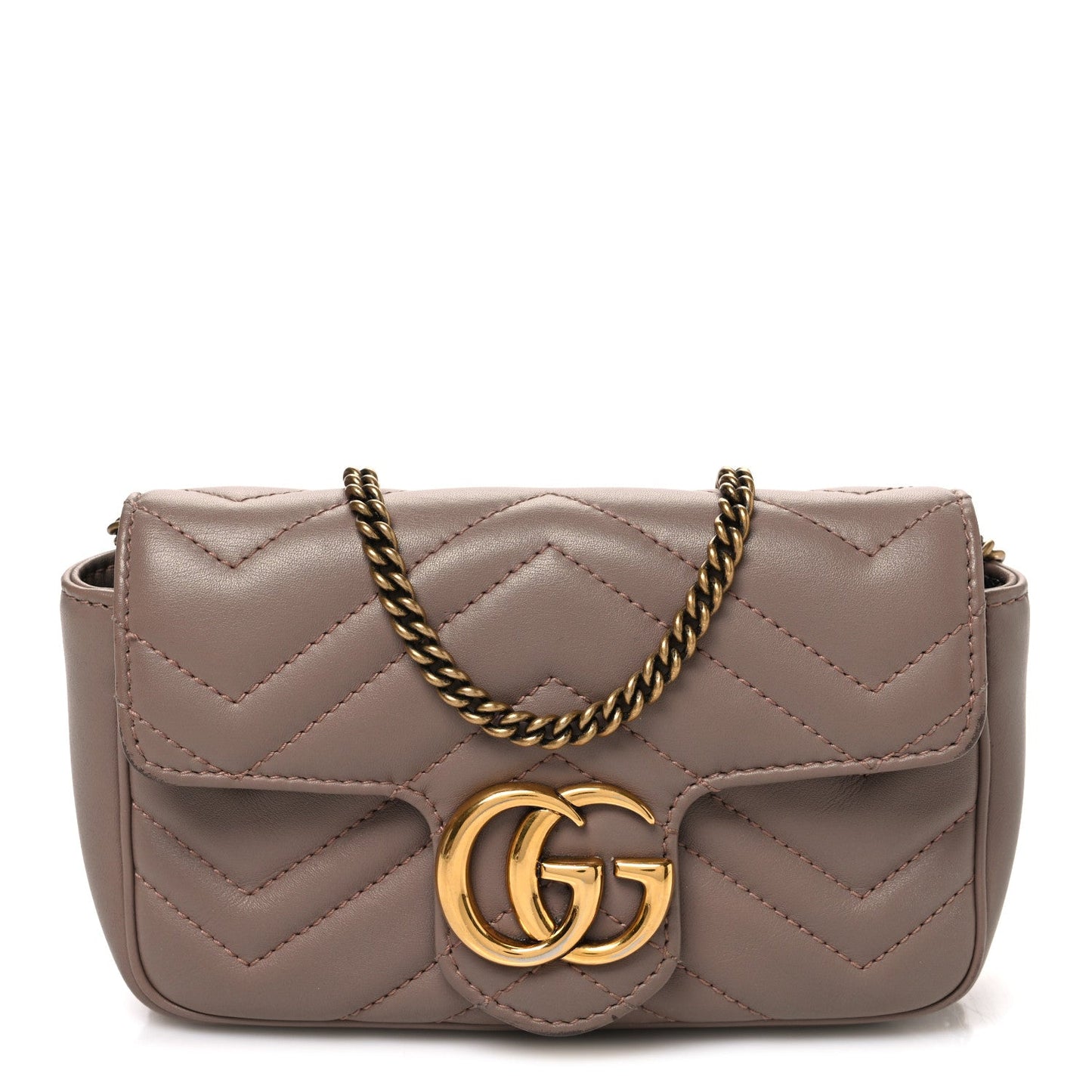 Calfskin Matelasse Super Mini GG Marmont Shoulder Bag Porcelain Rose