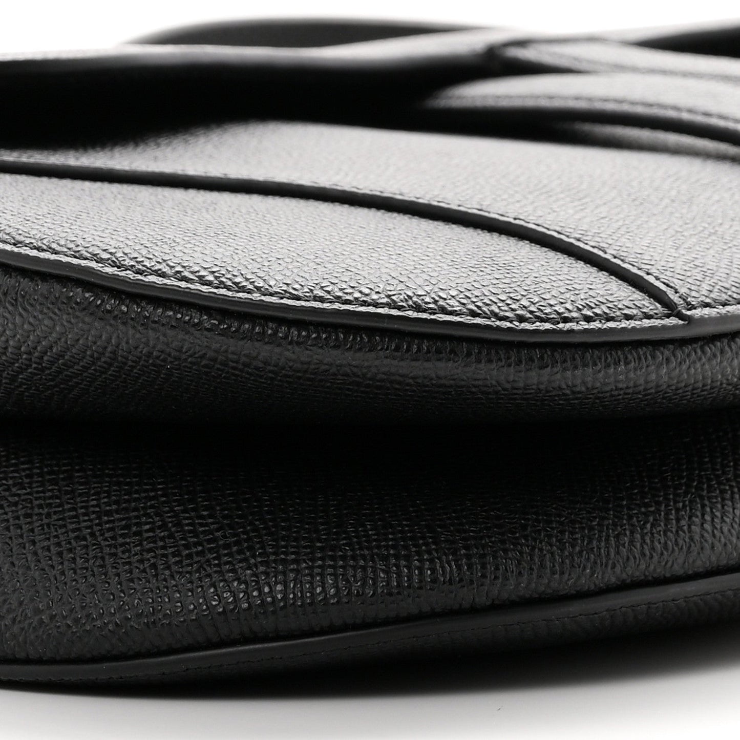 Grained Calfskin Saddle Bag With Strap Black