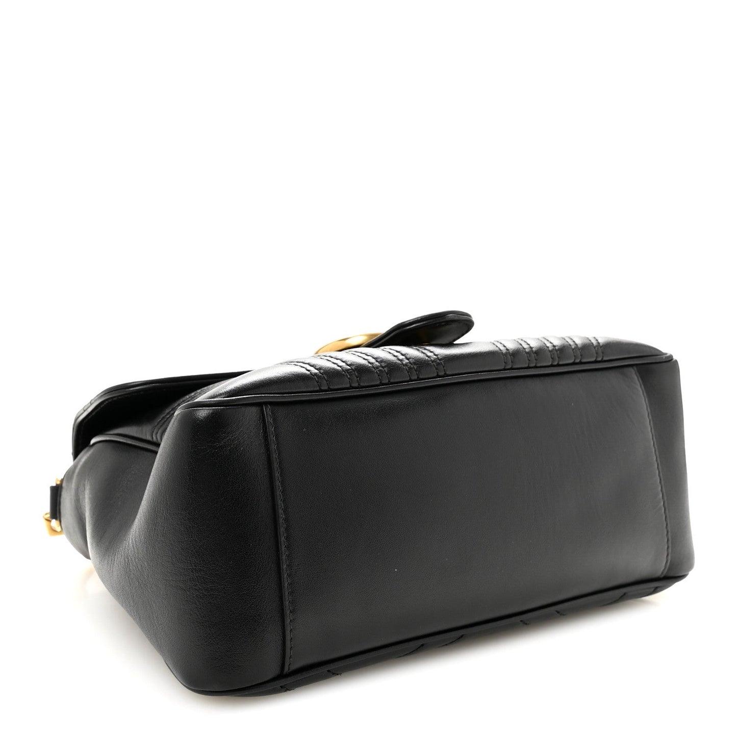 Calfskin Matelasse Small GG Marmont Top Handle Shoulder Bag Black