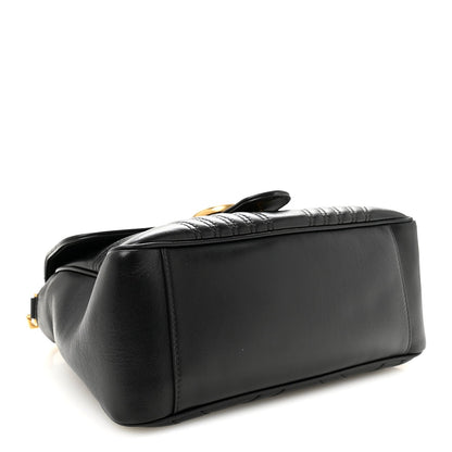 Calfskin Matelasse Small GG Marmont Top Handle Shoulder Bag Black