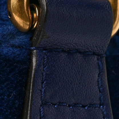 Velvet Matelasse Small GG Marmont Chain Shoulder Bag Cobalt