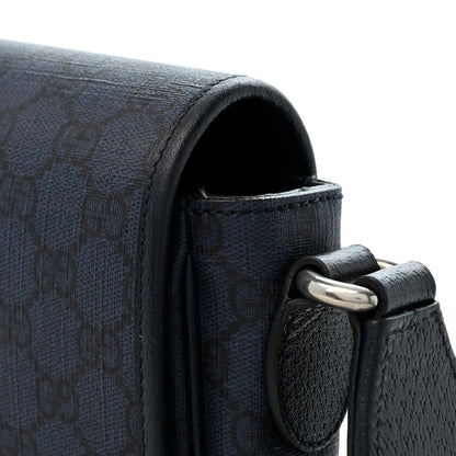 Tender GG Supreme Monogram Textured Dollar Calfskin Ophidia Messenger Bag Dark Blue